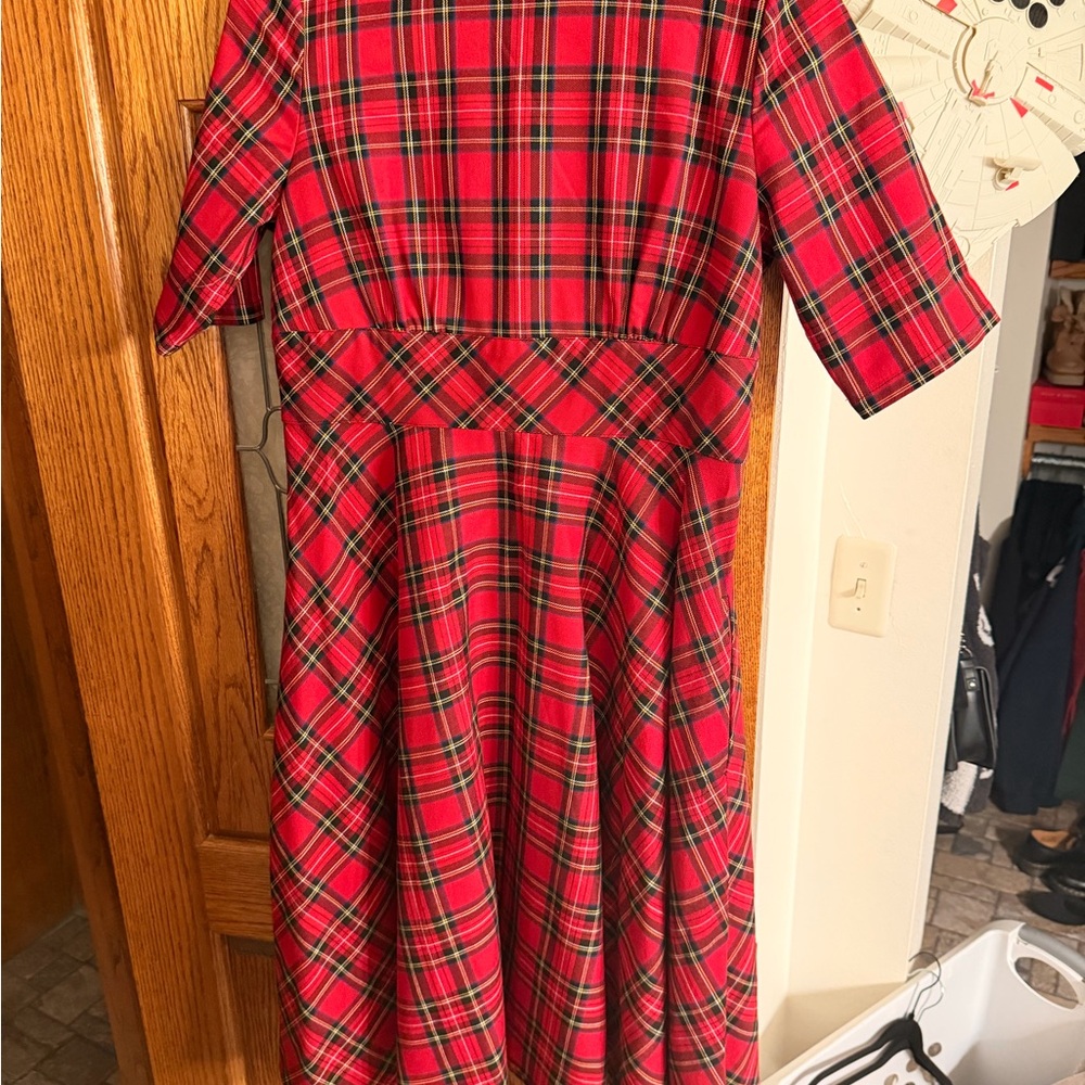 Hell Bunny Red Plaid Dress with Tartan Pattern